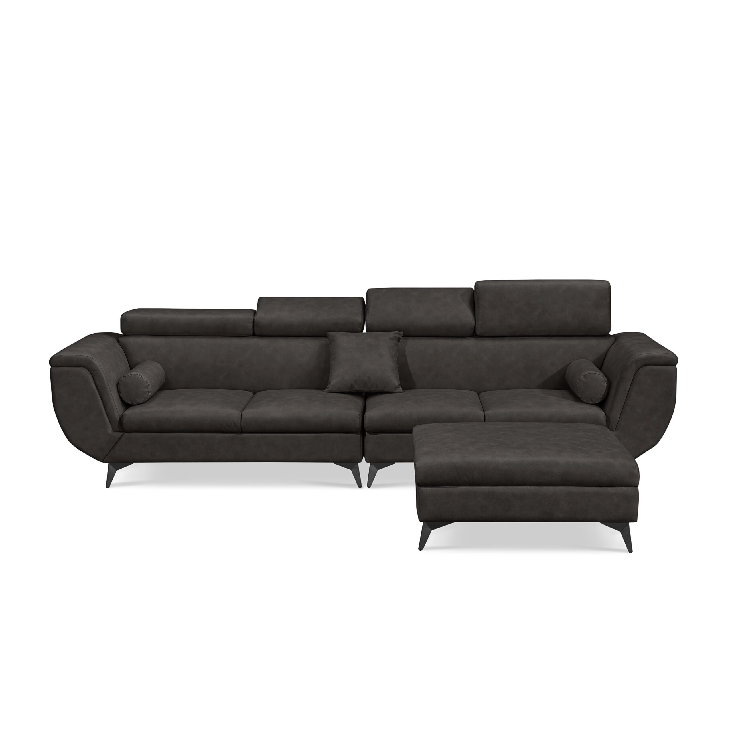 Alcina 4-Seater Leatheraire Fabric Sofa with Ottoman
