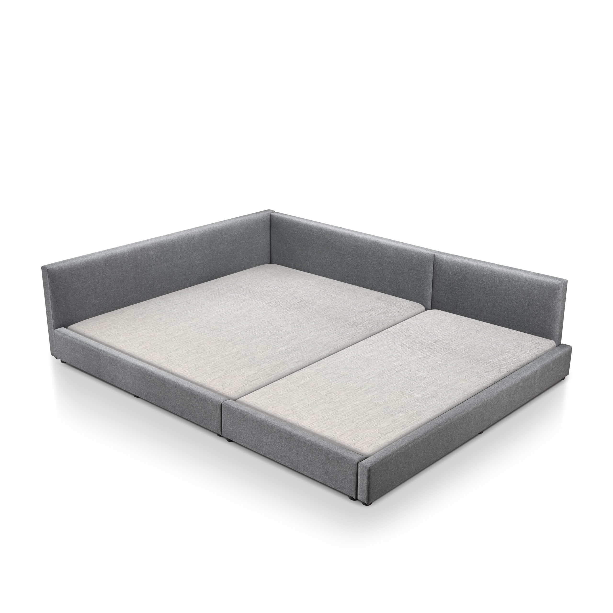 Lara Family Co-Sleeping Bed Frame Set – Queen + Single (Grey)