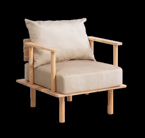 Mabyn Natural Wood Armchair with Removable Cushions