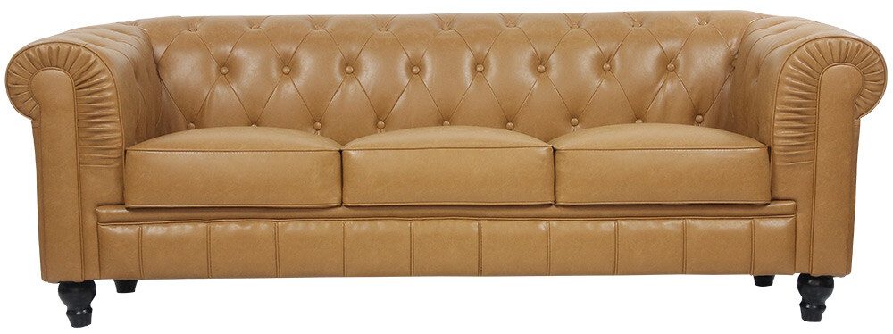Benjamin Chesterfield Classical 3-Seater PU Leather Sofa