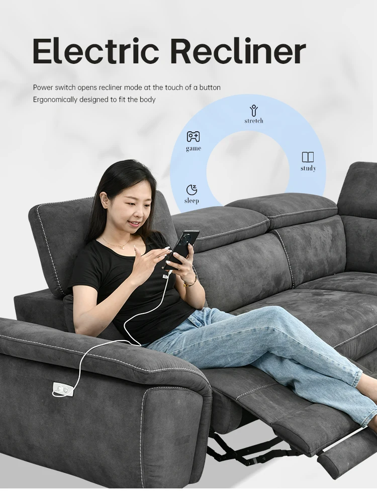Moderno L-Shape 3-Seater Electric Recliner Sofa