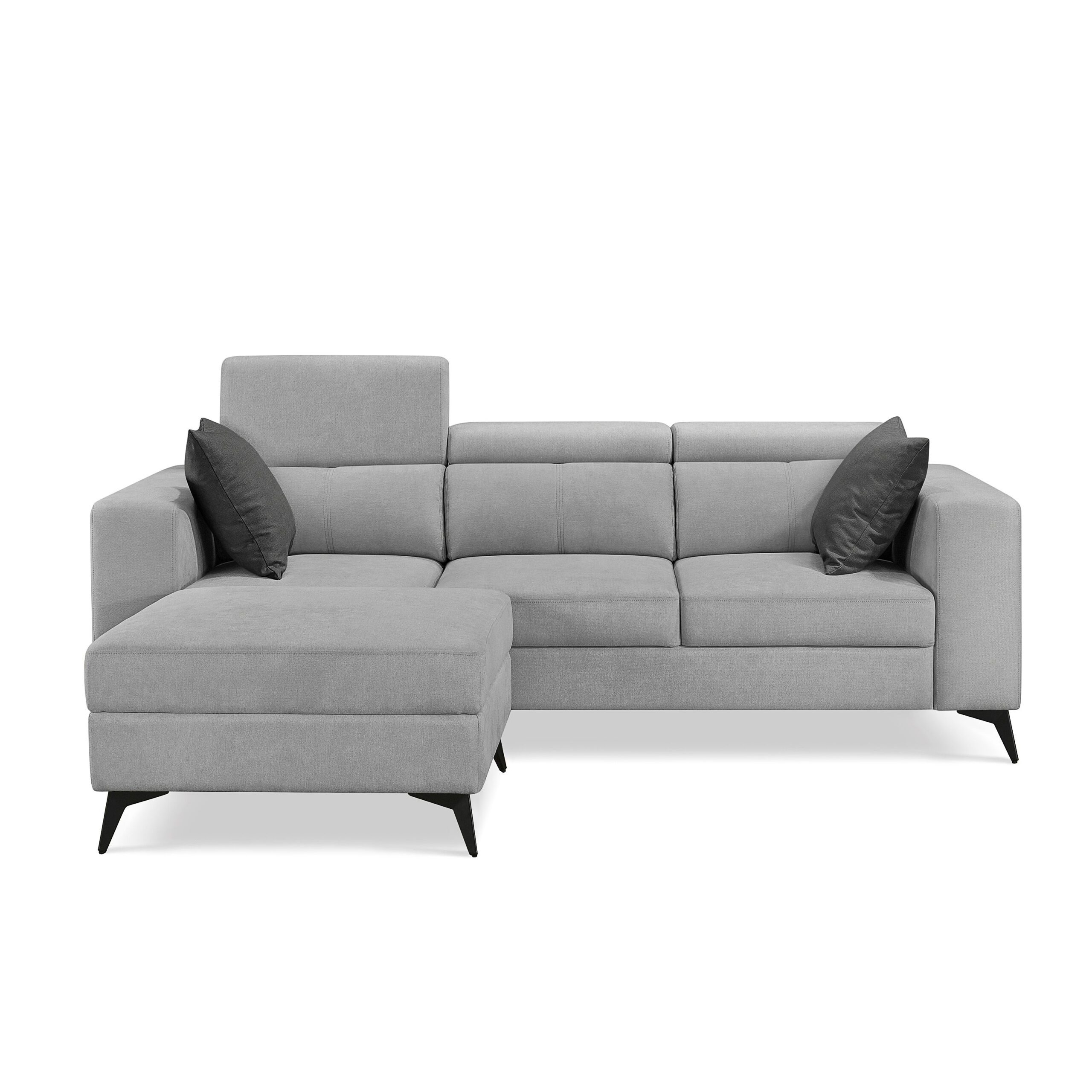 Adriano 2.15m 3-Seater Fabric Sofa with Ottoman