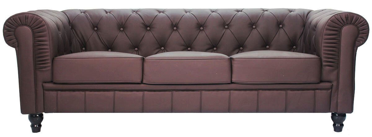 Benjamin Chesterfield Classical 3-Seater PU Leather Sofa