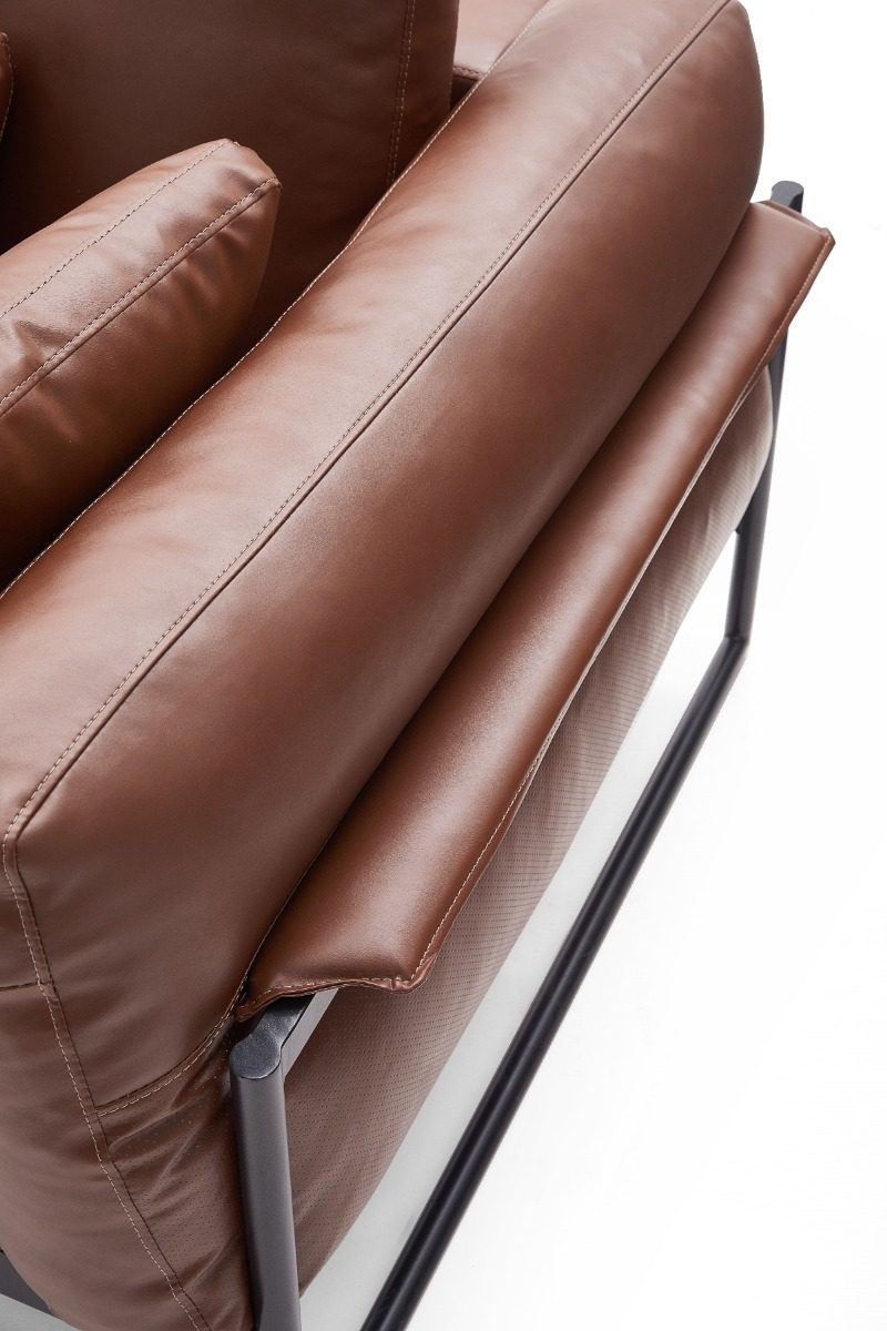 Gwynn 4-Seater Faux Leather Sofa – Dark Brown