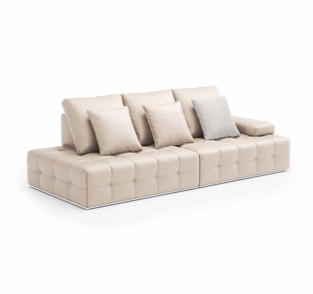 Rheinallt 4-Seater Sofa in Eco-Leather Cream
