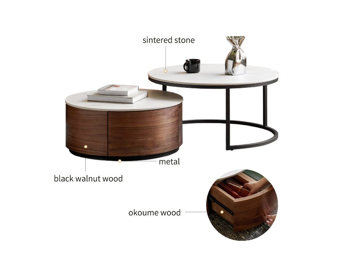 Nomiki Walnut Sintered Nesting Coffee Table