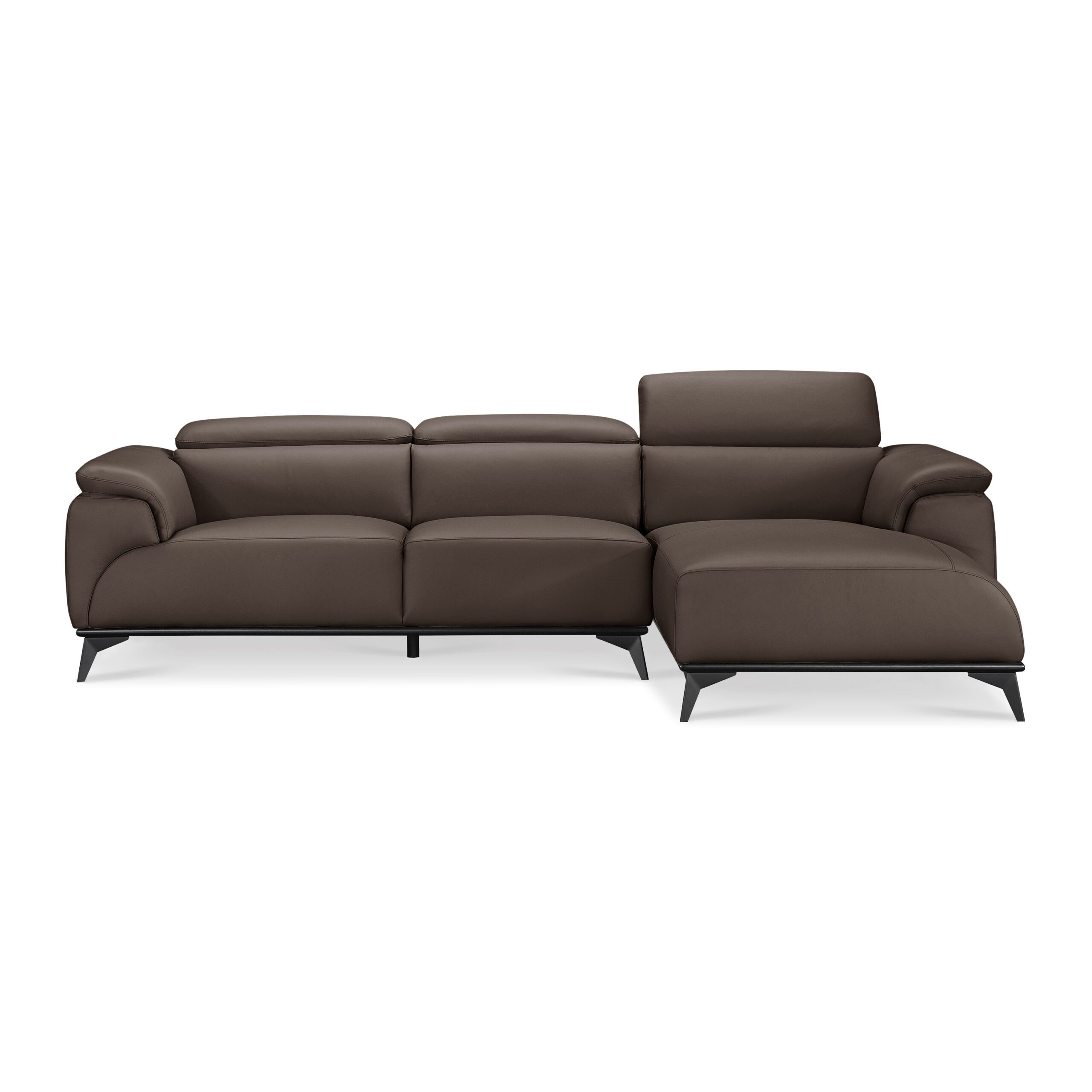 Fautave L-Shape Full Leather Sofa with Adjustable Headrest