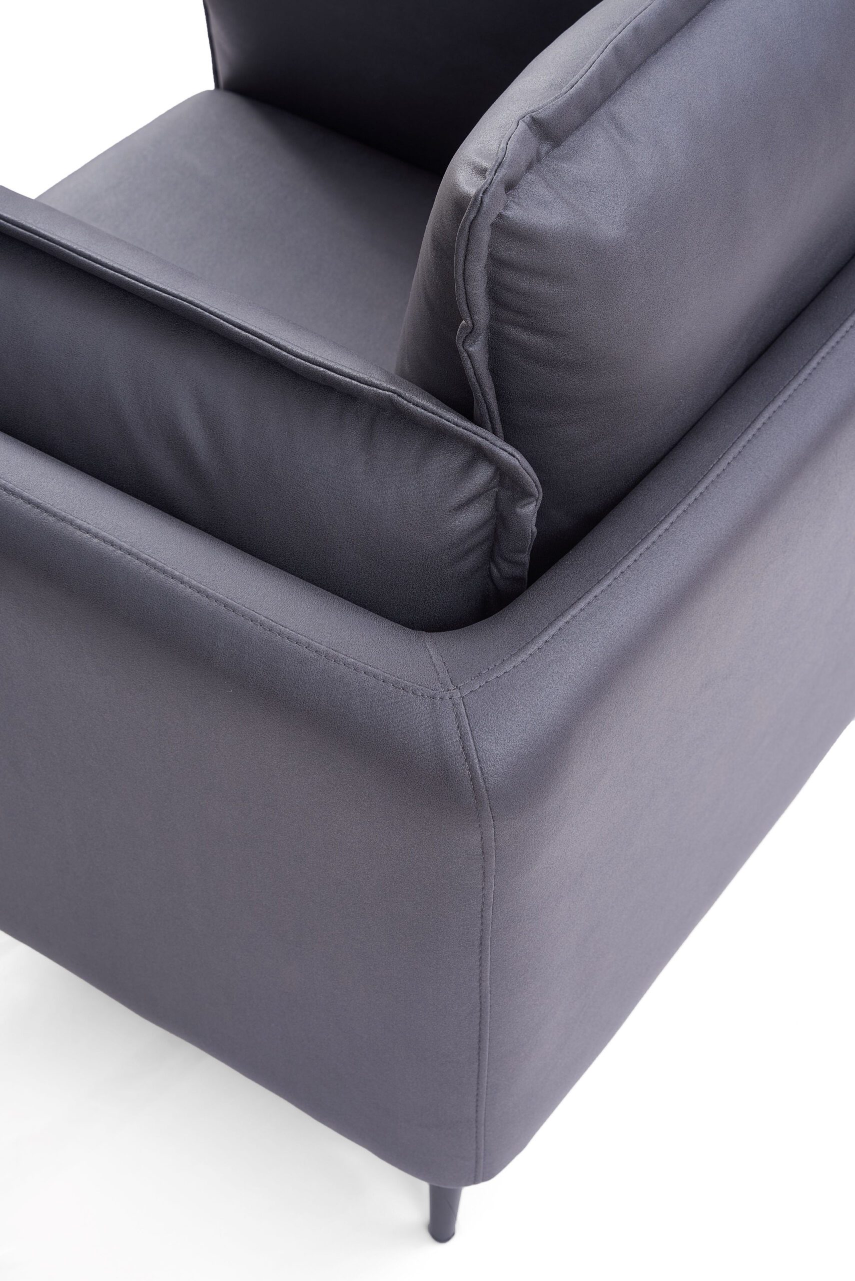 Adain Grey Leathaire Armchair with Metal Legs