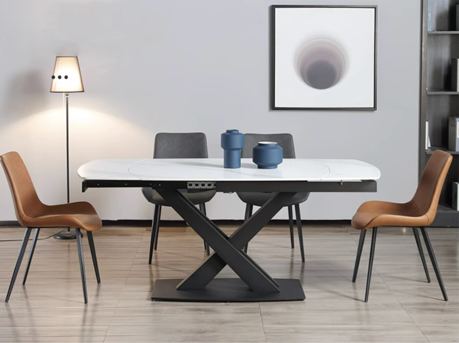 Hume Modern Extendable Sintered Stone Dining Table