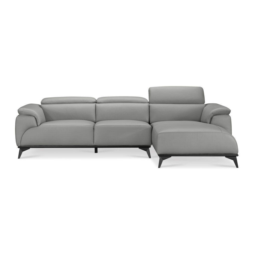 Fautave L-Shape Full Leather Sofa with Adjustable Headrest