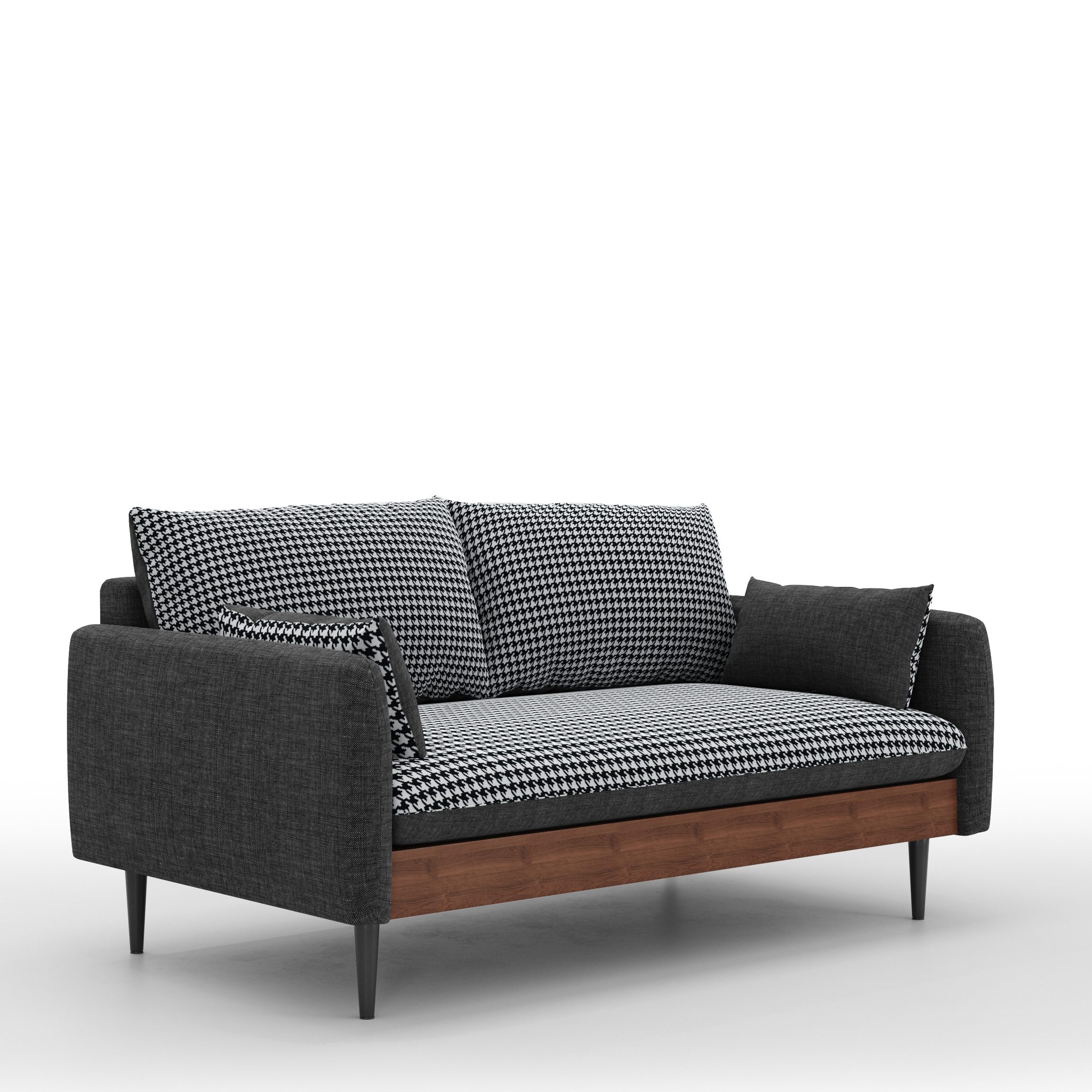 Wardell 2-Seater Sofa – Dark Grey Houndstooth