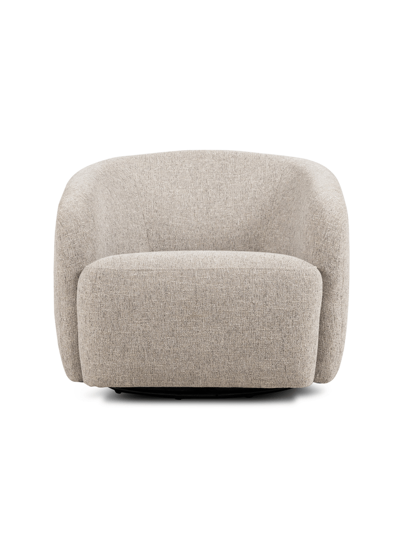 Elowen Curved Swivel Armchair – Boucle Fabric