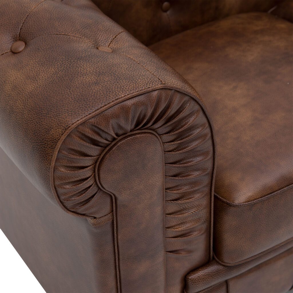 Benjamin Chesterfield Classical 3-Seater PU Leather Sofa