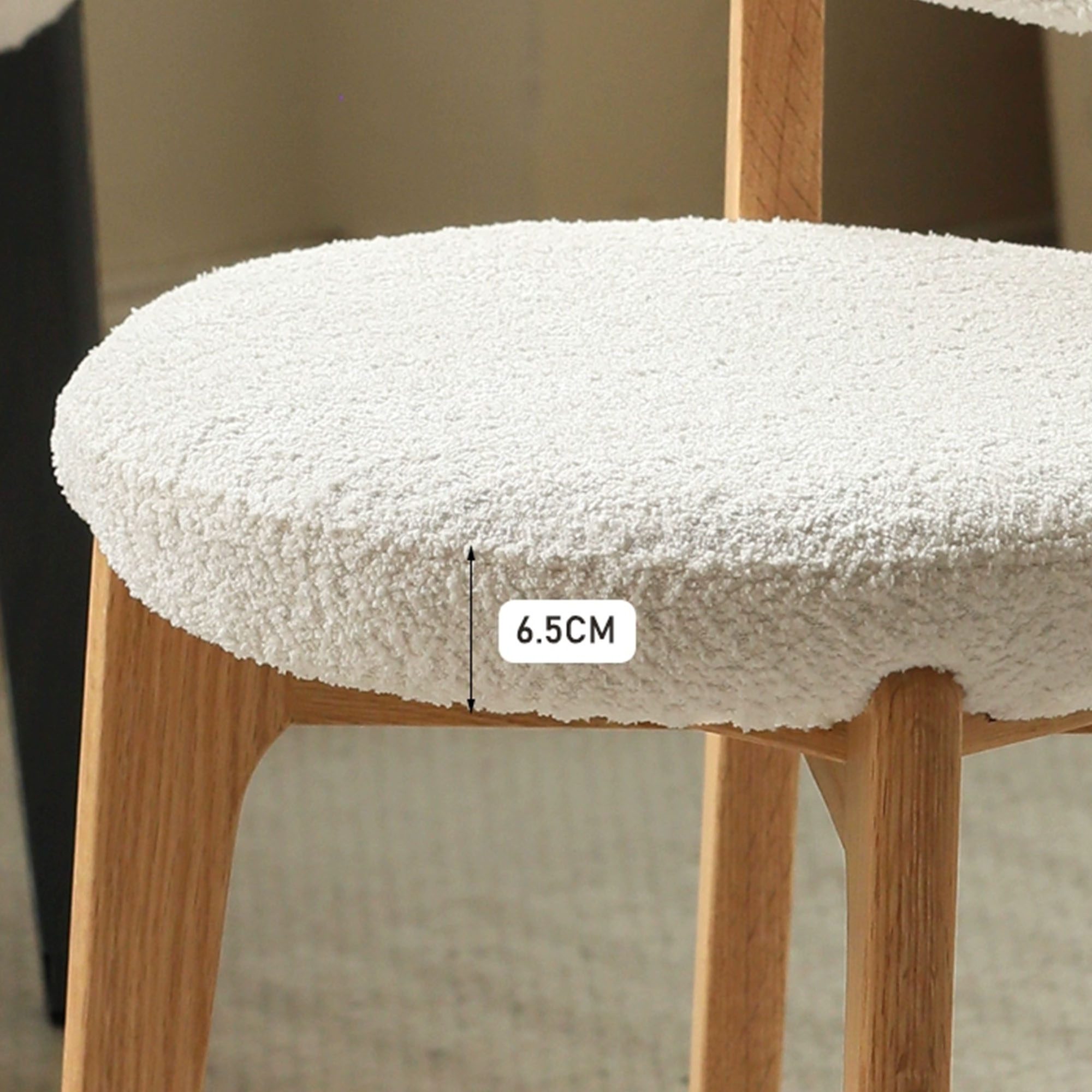 Lartius Boucle Fabric Oak Wood Chair