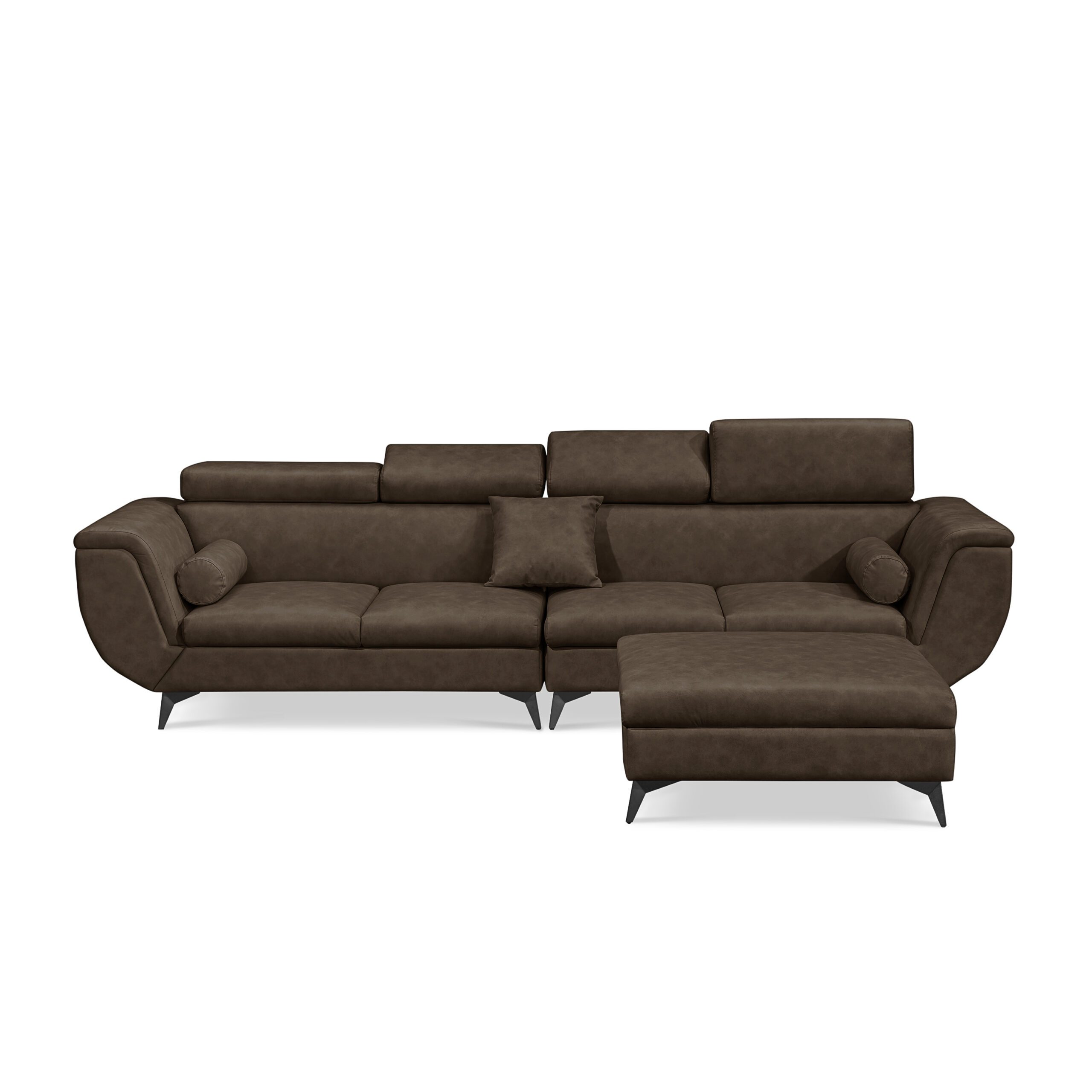 Alcina 4-Seater Leatheraire Fabric Sofa with Ottoman