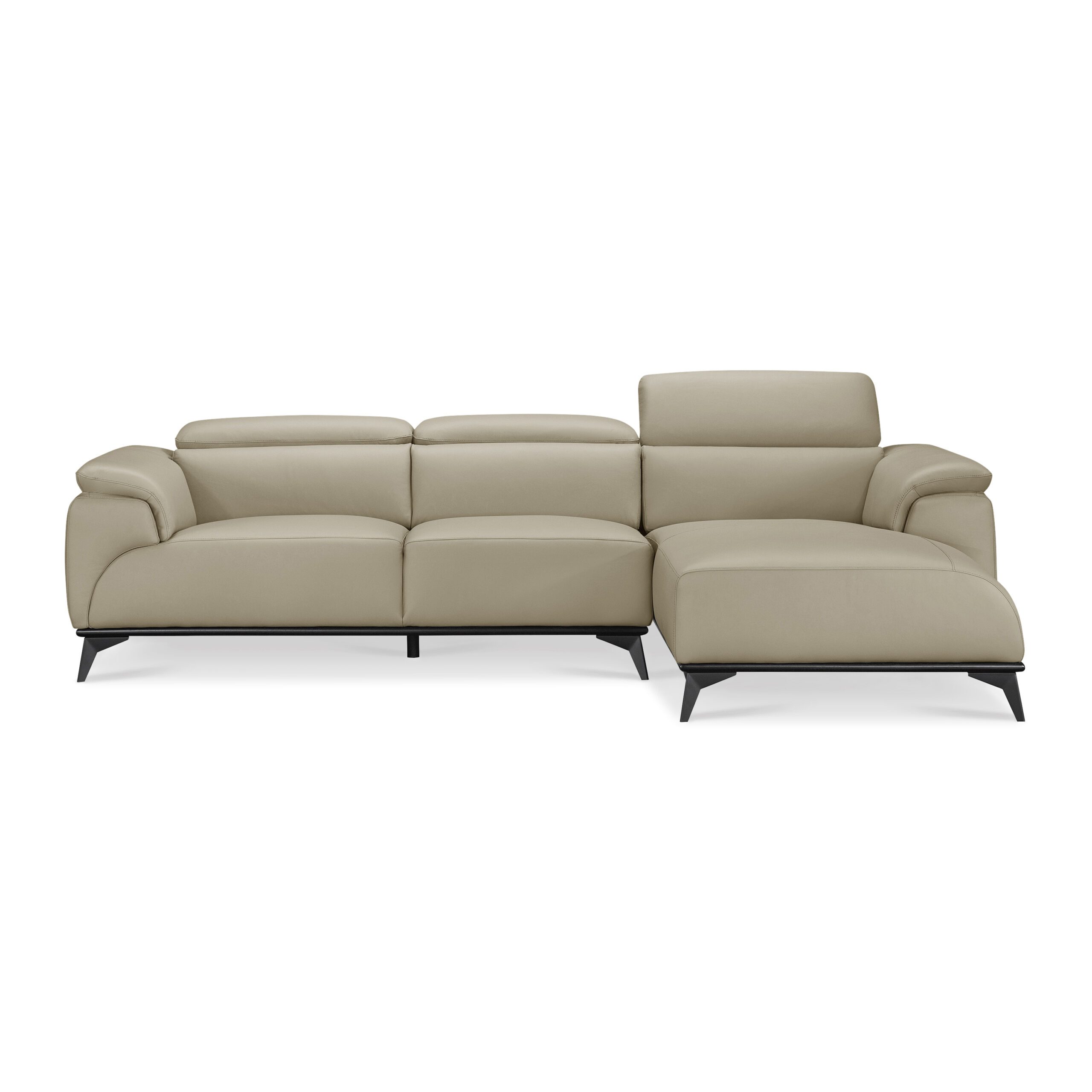 Fautave L-Shape Full Leather Sofa with Adjustable Headrest