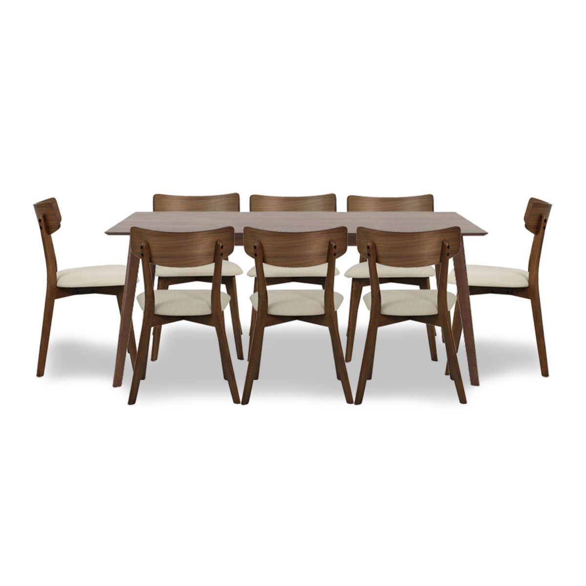 Ross 1+8 Walnut Dining Set with Cream Seats