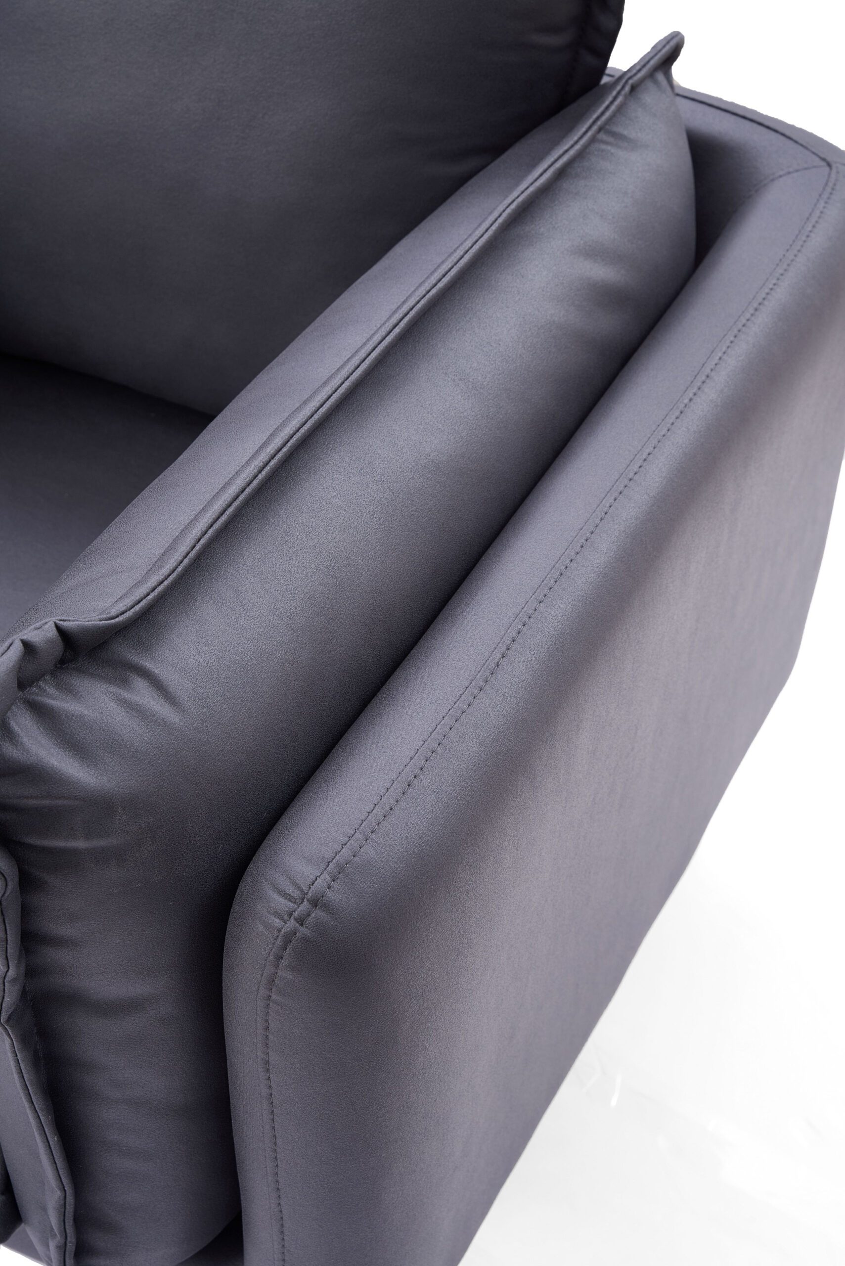 Adain Grey Leathaire Armchair with Metal Legs