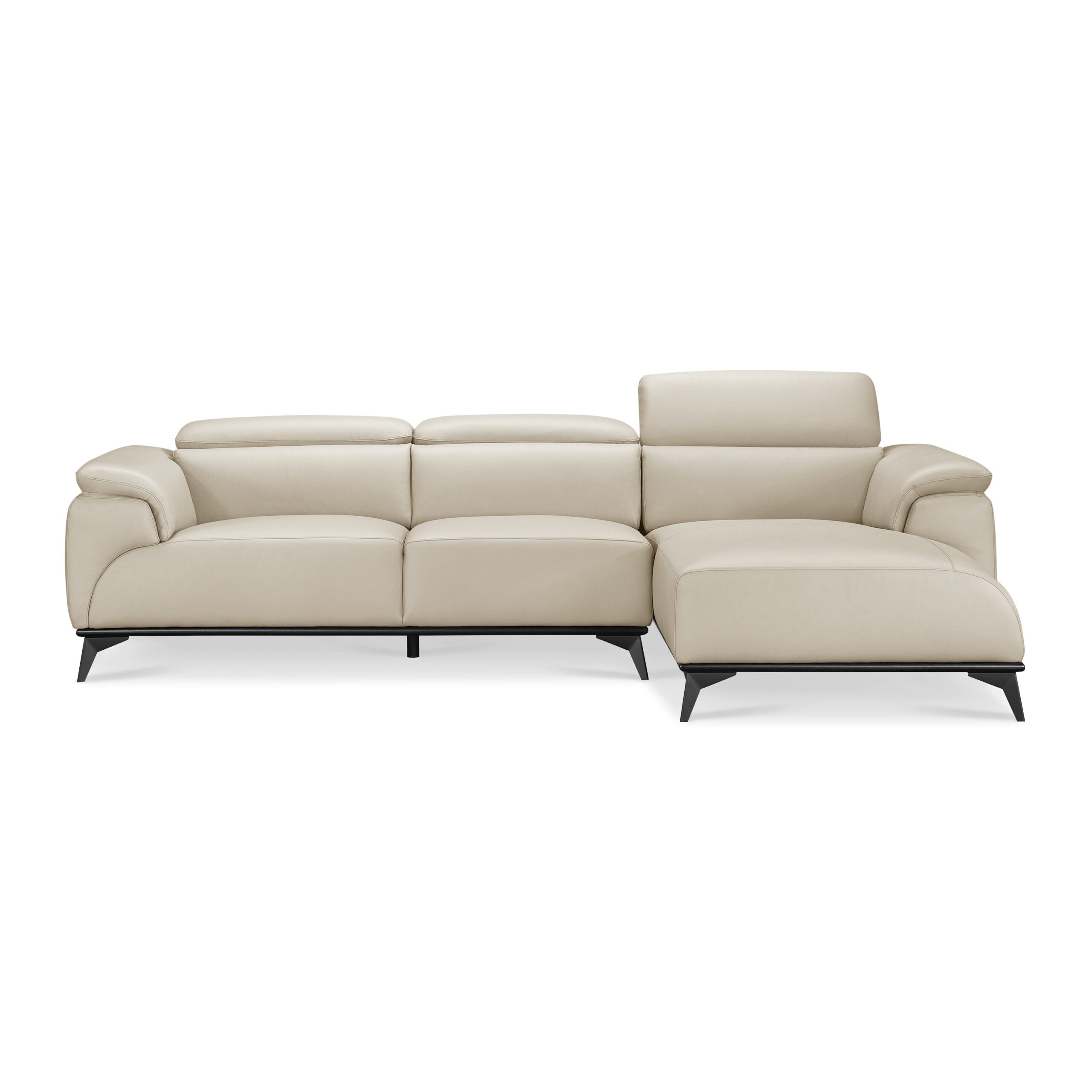 Fautave L-Shape Full Leather Sofa with Adjustable Headrest