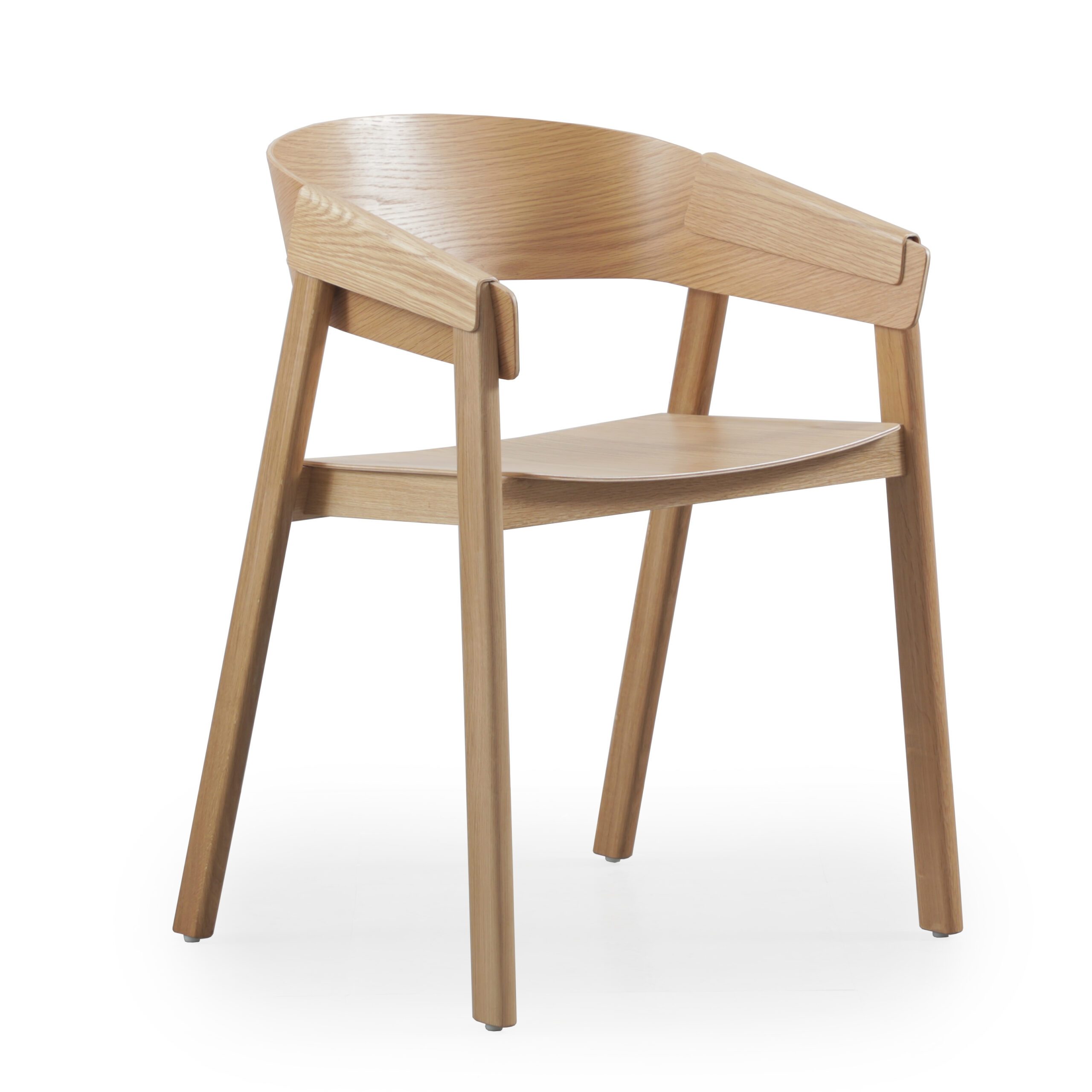 Emiko Oak Wood Dining Chair with Arms