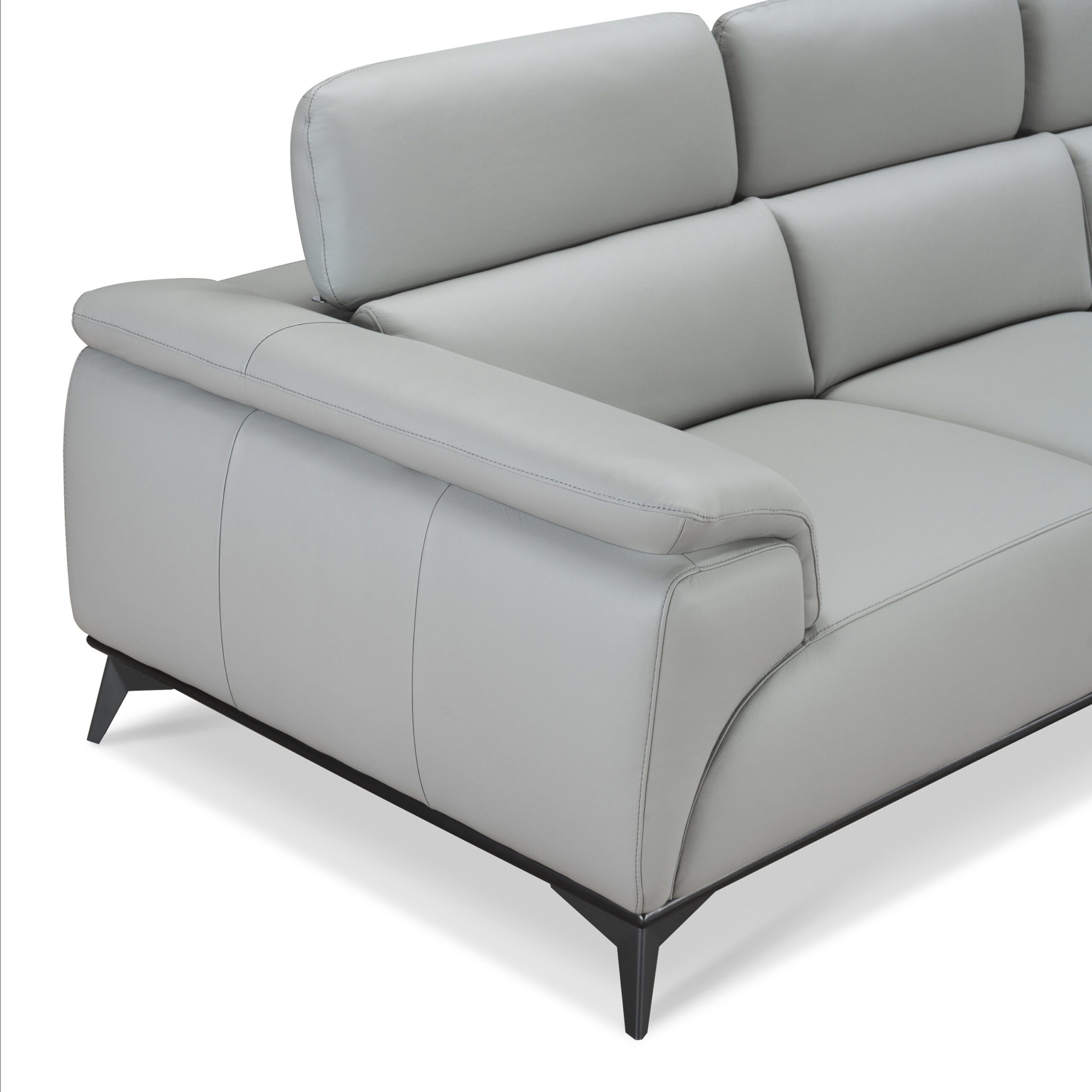Fautave L-Shape Full Leather Sofa with Adjustable Headrest