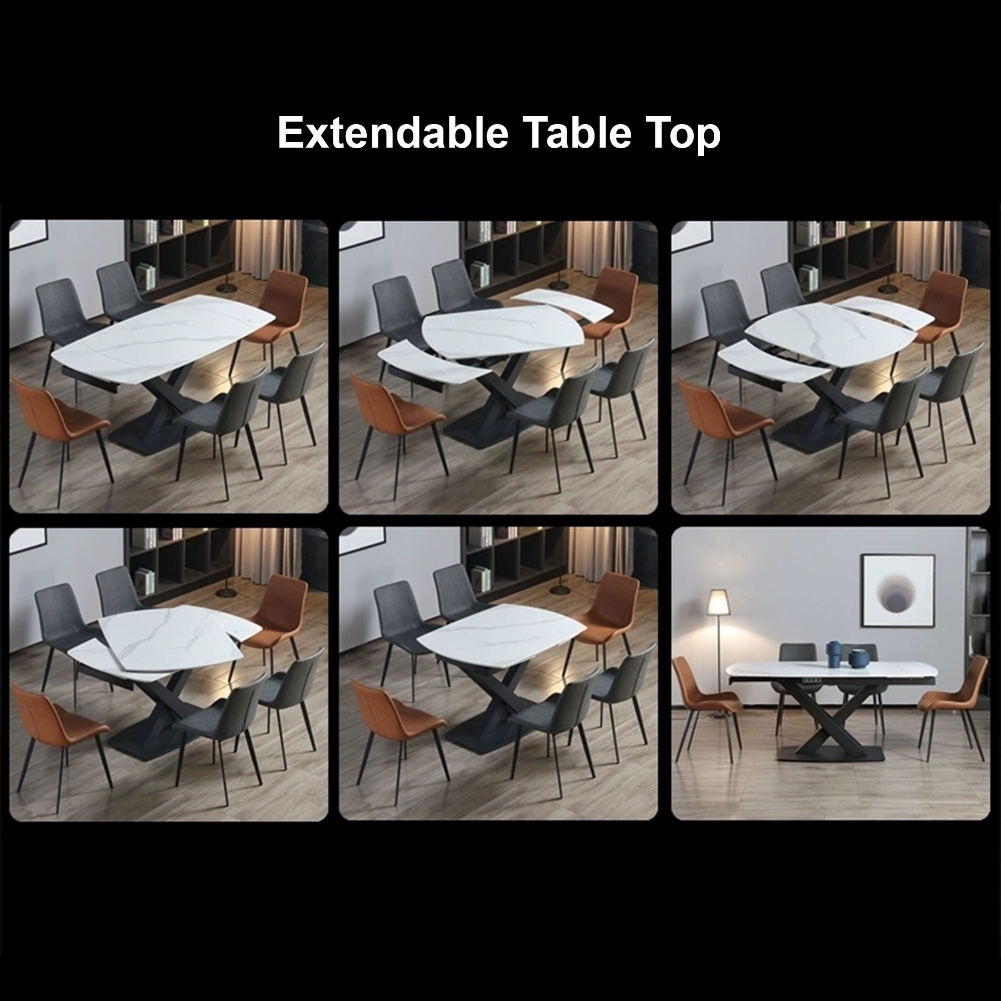 Hume Modern Extendable Sintered Stone Dining Table