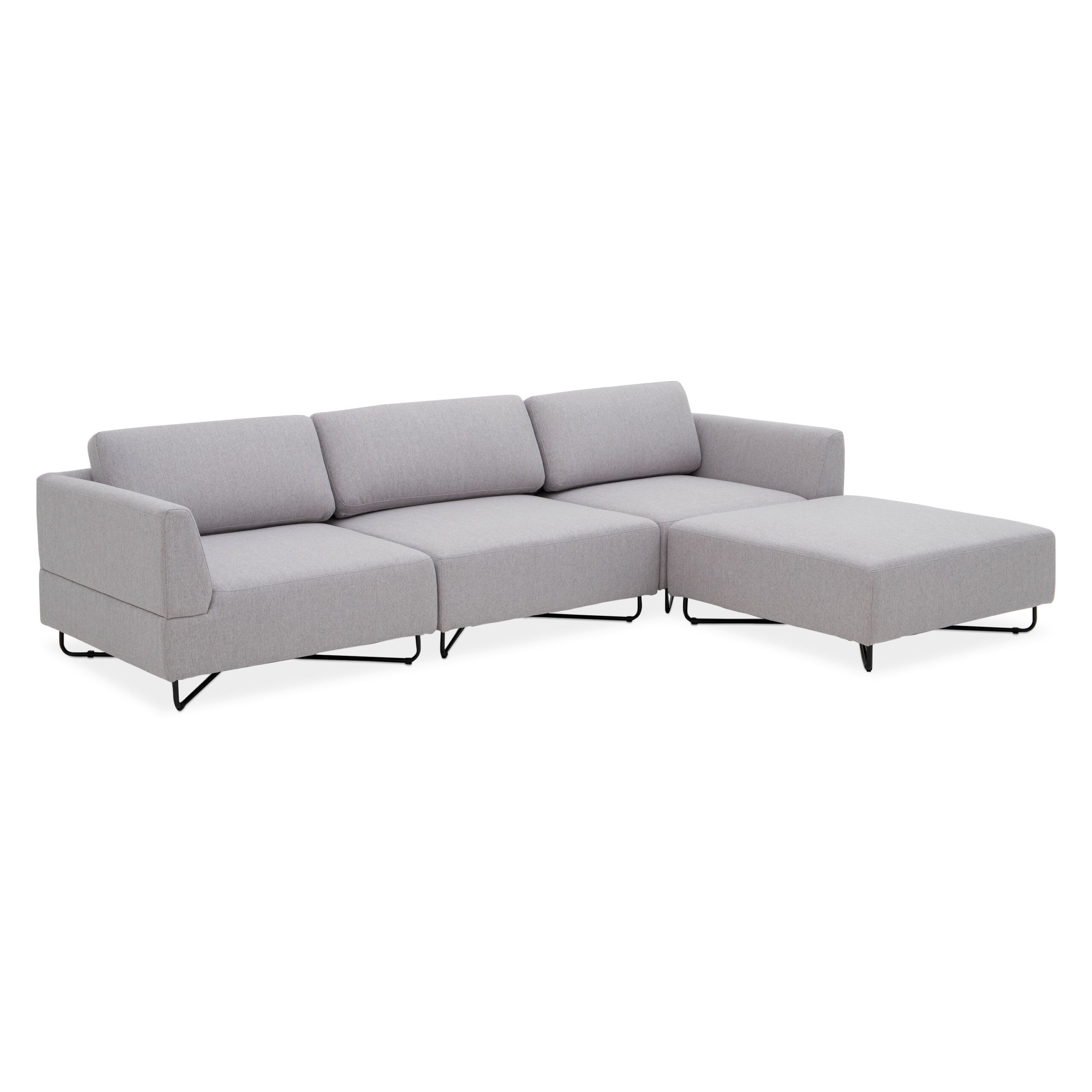 Scott 3-Seater Modular Sofa with Ottoman – Light Grey