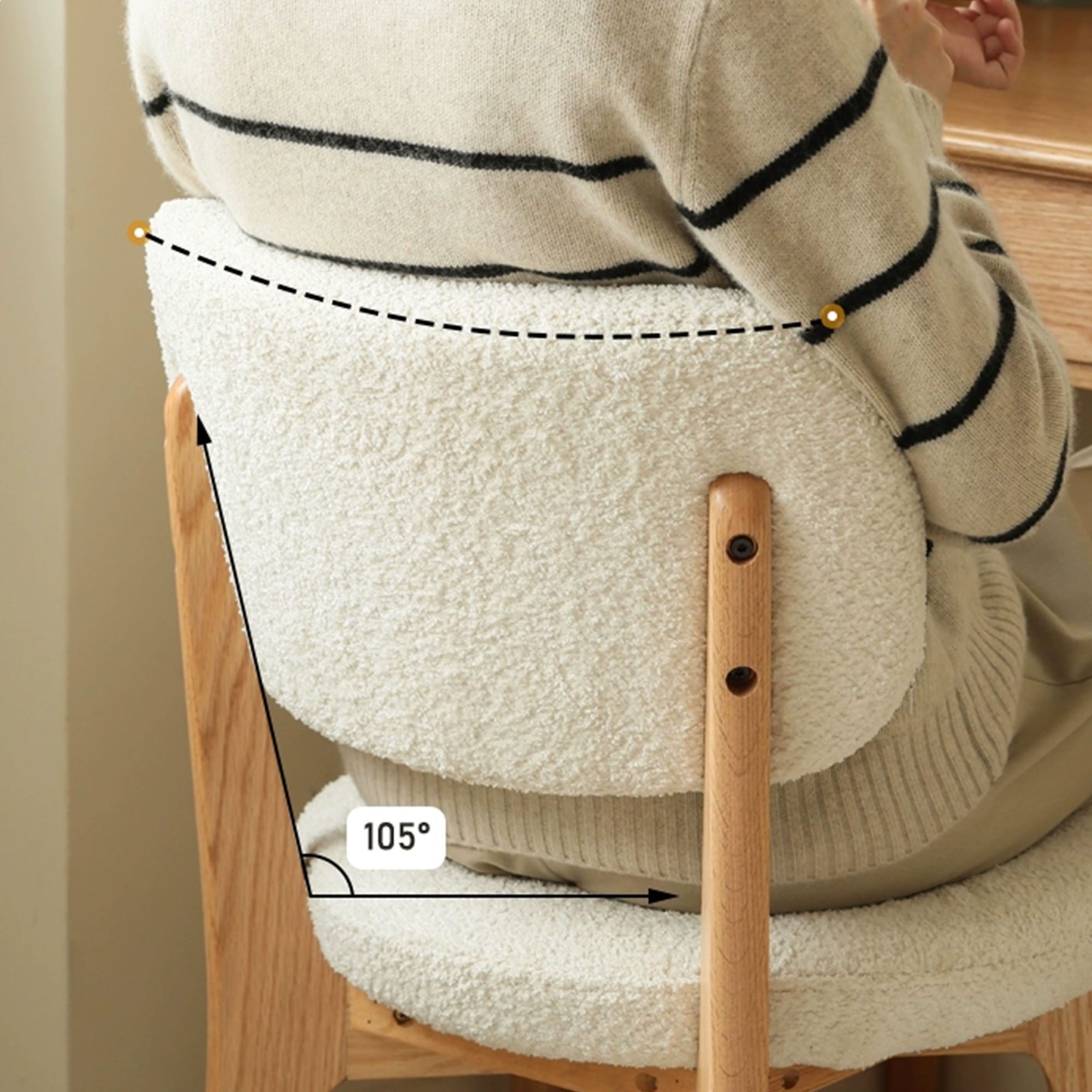 Lartius Boucle Fabric Oak Wood Chair