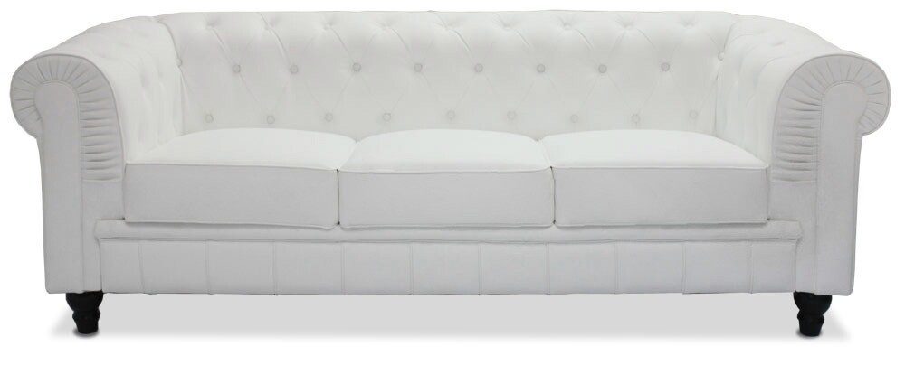 Benjamin Chesterfield Classical 3-Seater PU Leather Sofa