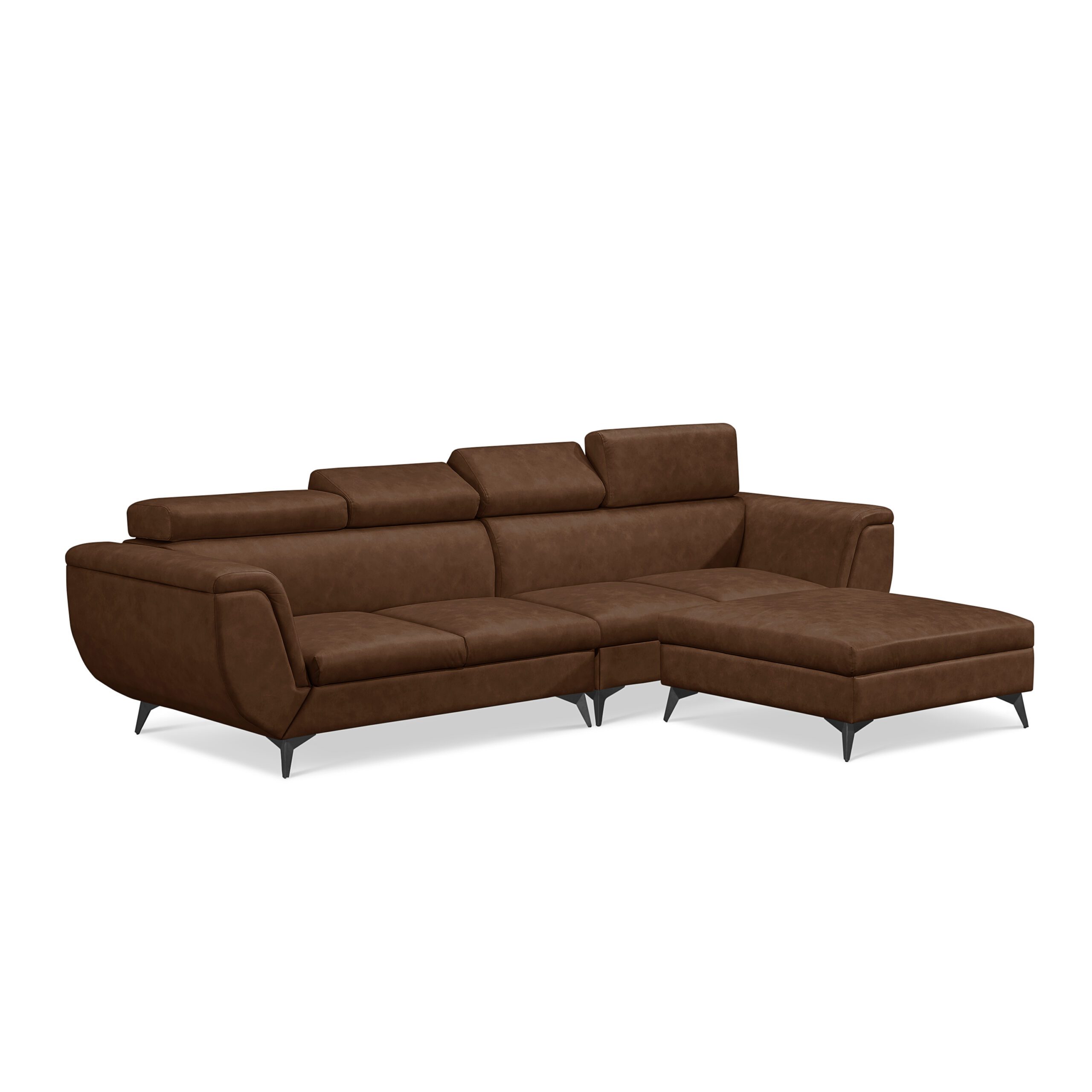 Alcina 4-Seater Leatheraire Fabric Sofa with Ottoman