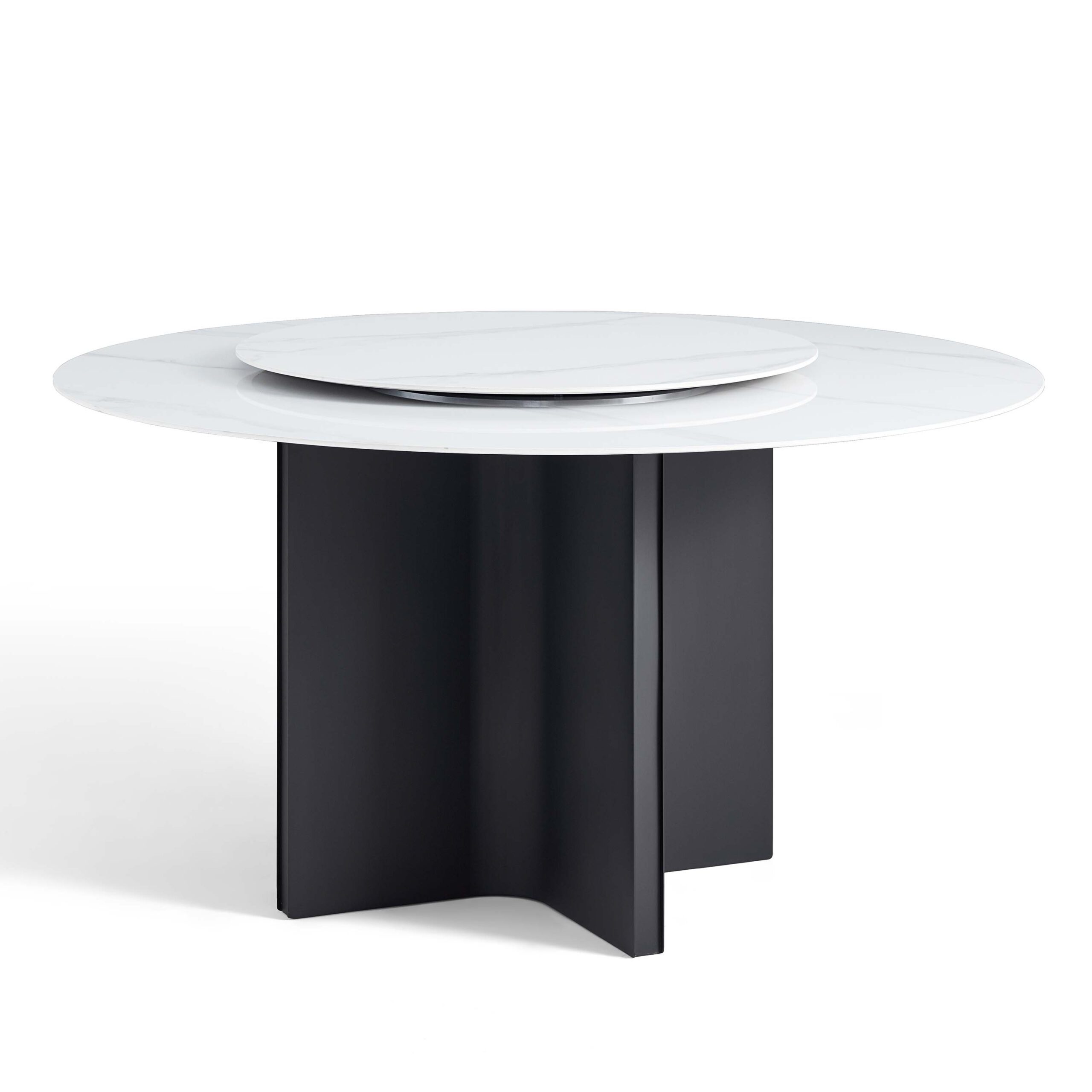 Malkah 1.35M Round Sintered Stone Dining Table with Lazy Susan