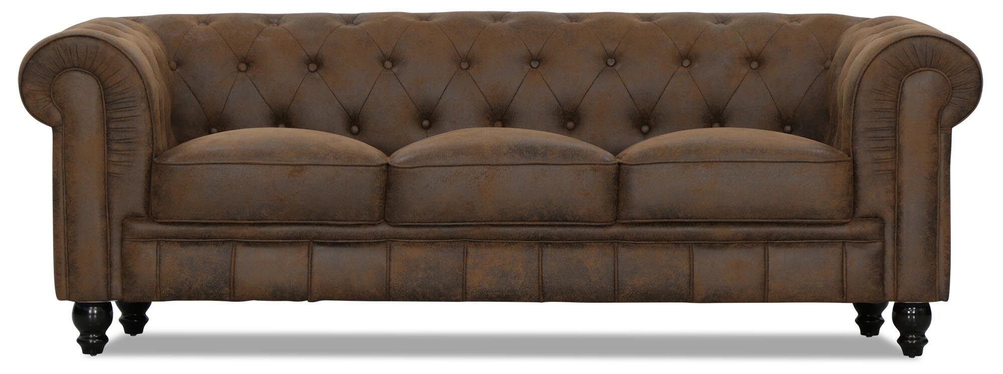 Benjamin Chesterfield Classical 3-Seater PU Leather Sofa