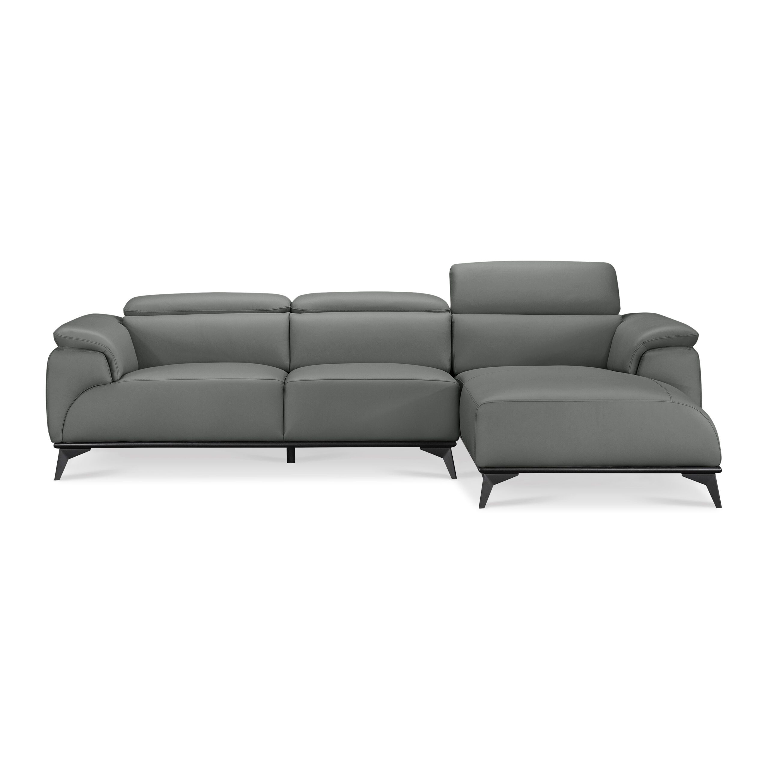 Fautave L-Shape Full Leather Sofa with Adjustable Headrest