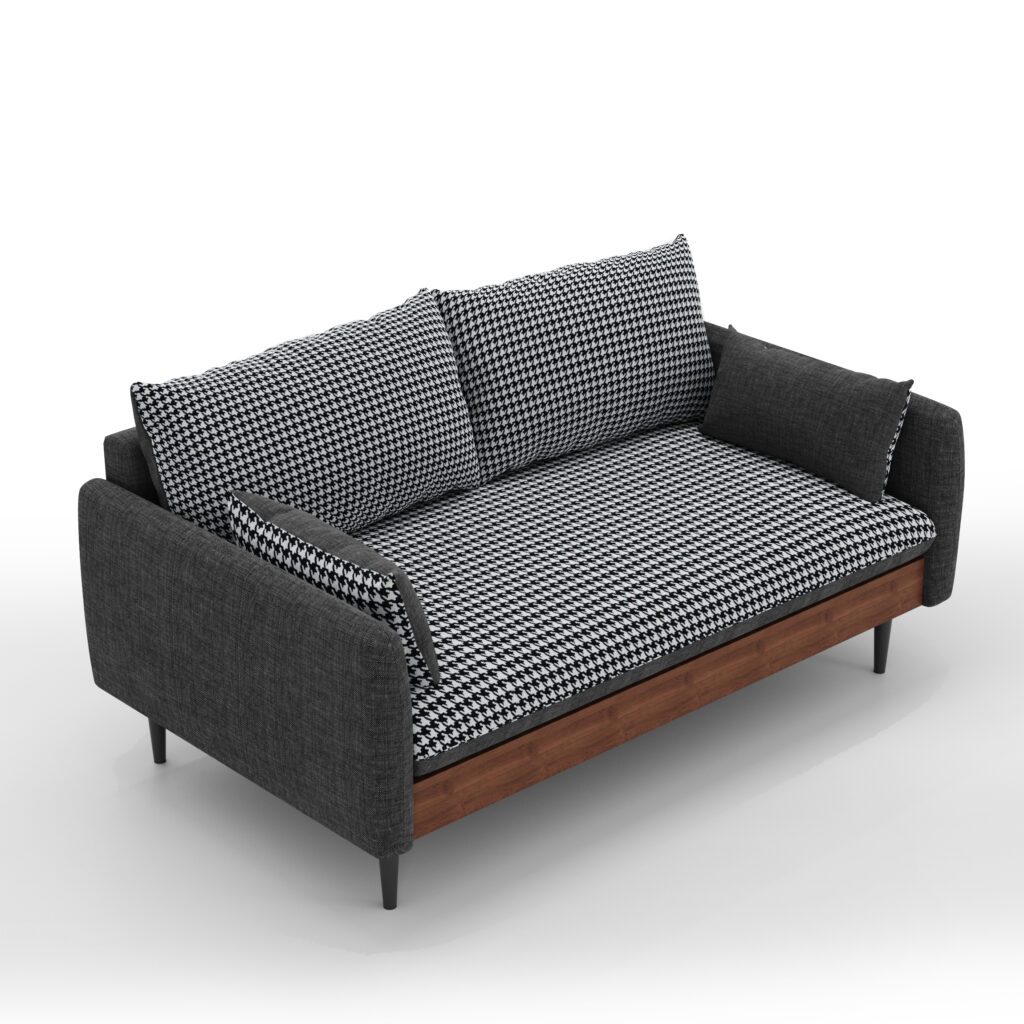 Wardell 2-Seater Sofa – Dark Grey Houndstooth