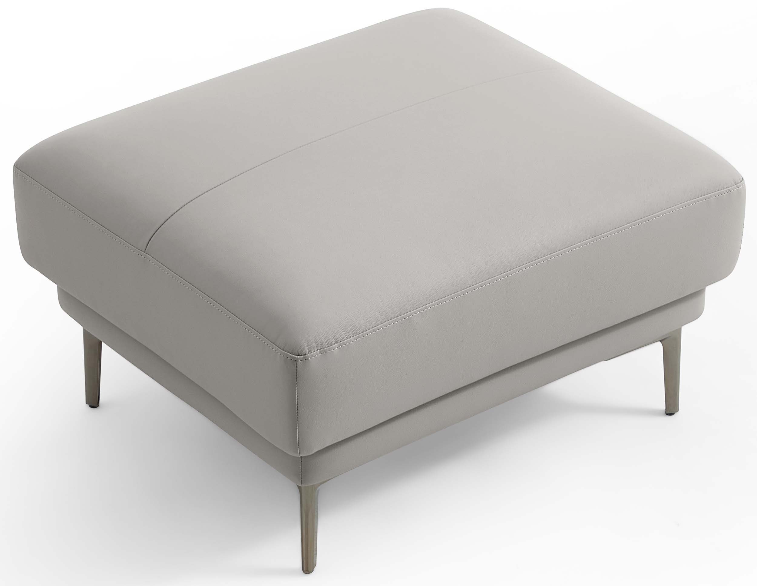 Brago Premium 4-Seater Leather Sofa with Ottoman – Light Grey