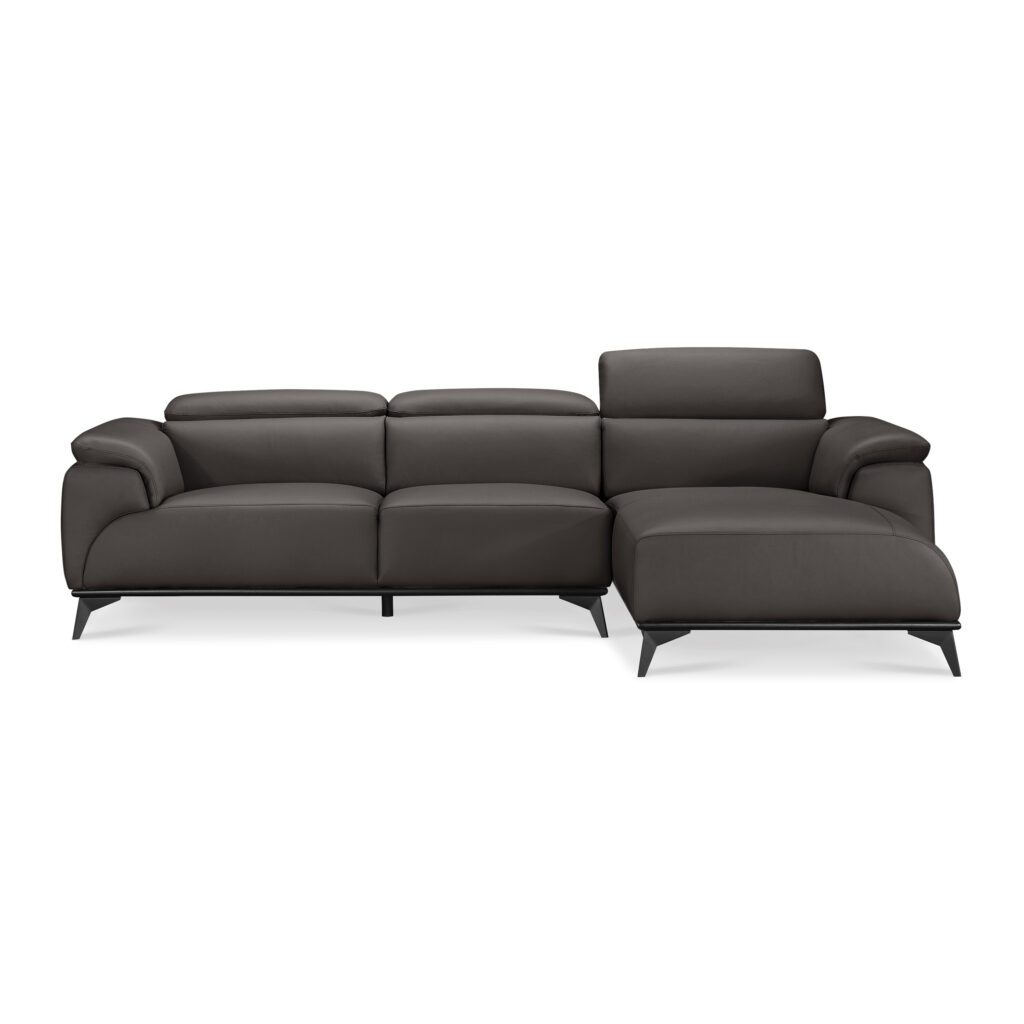 Fautave L-Shape Full Leather Sofa with Adjustable Headrest